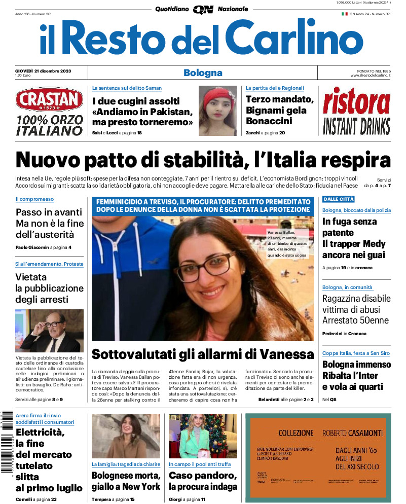 Bologna - giovedì 21 Dicembre 2023