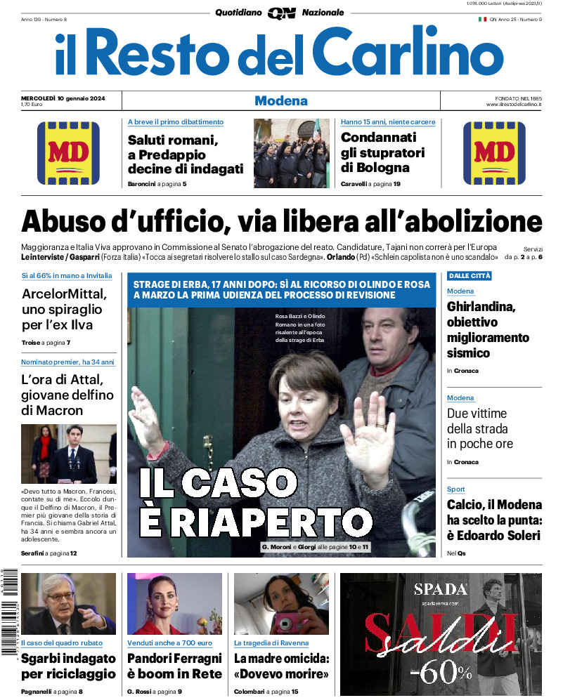 Modena - mercoledì 10 Gennaio 2024