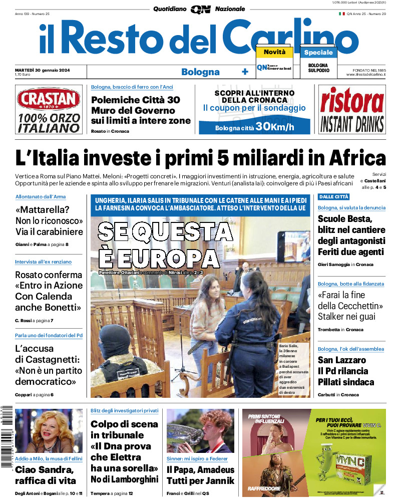 Bologna - martedì 30 Gennaio 2024