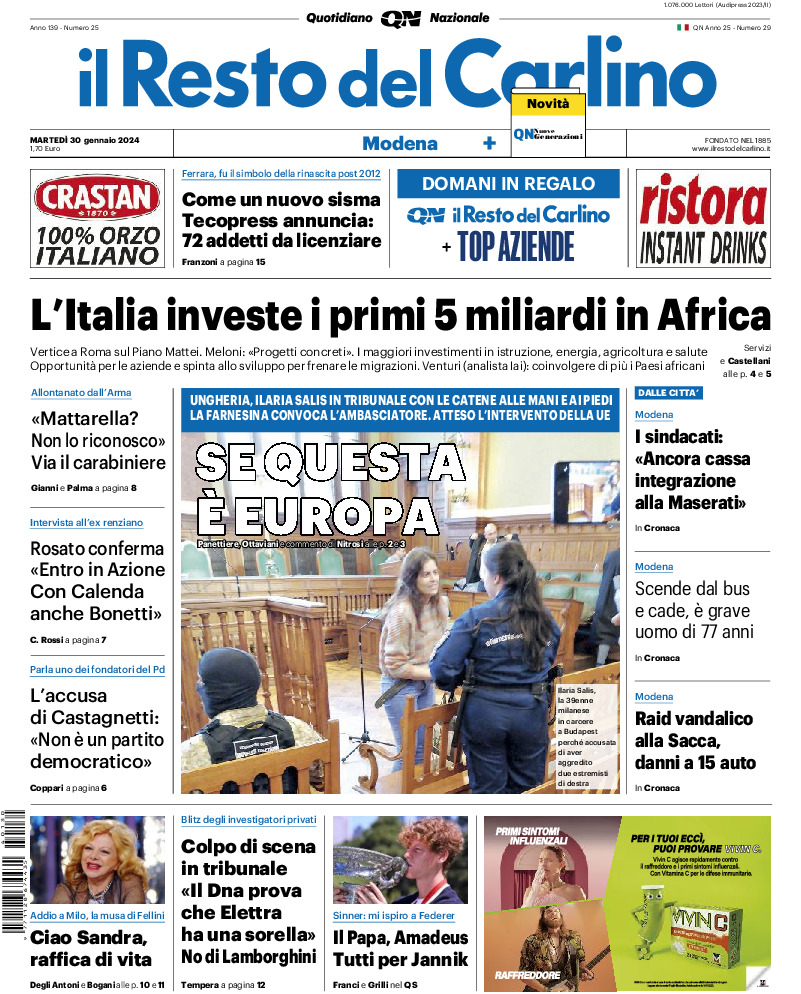 Modena - martedì 30 Gennaio 2024
