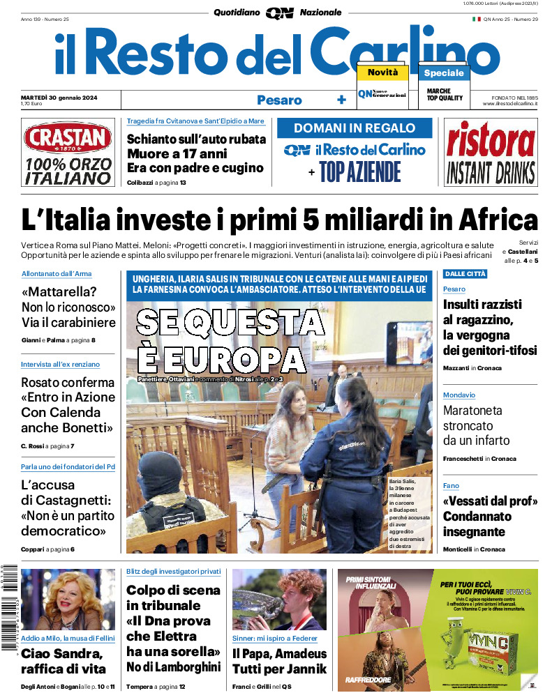 Pesaro - martedì 30 Gennaio 2024