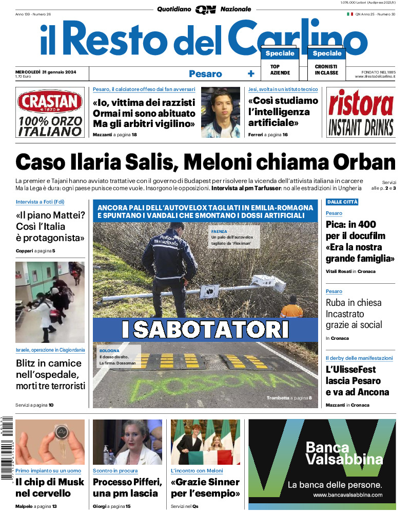 Pesaro - mercoledì 31 Gennaio 2024