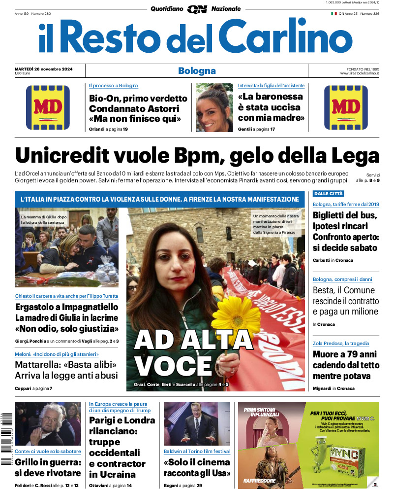 Bologna - martedì 26 Novembre 2024