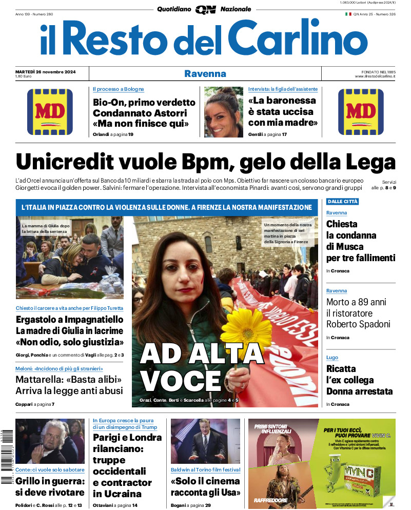 Ravenna - martedì 26 Novembre 2024