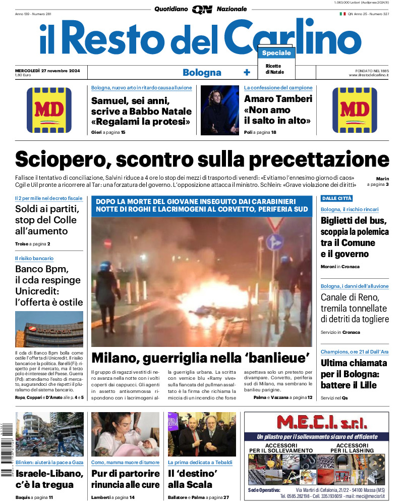 Bologna - mercoledì 27 Novembre 2024