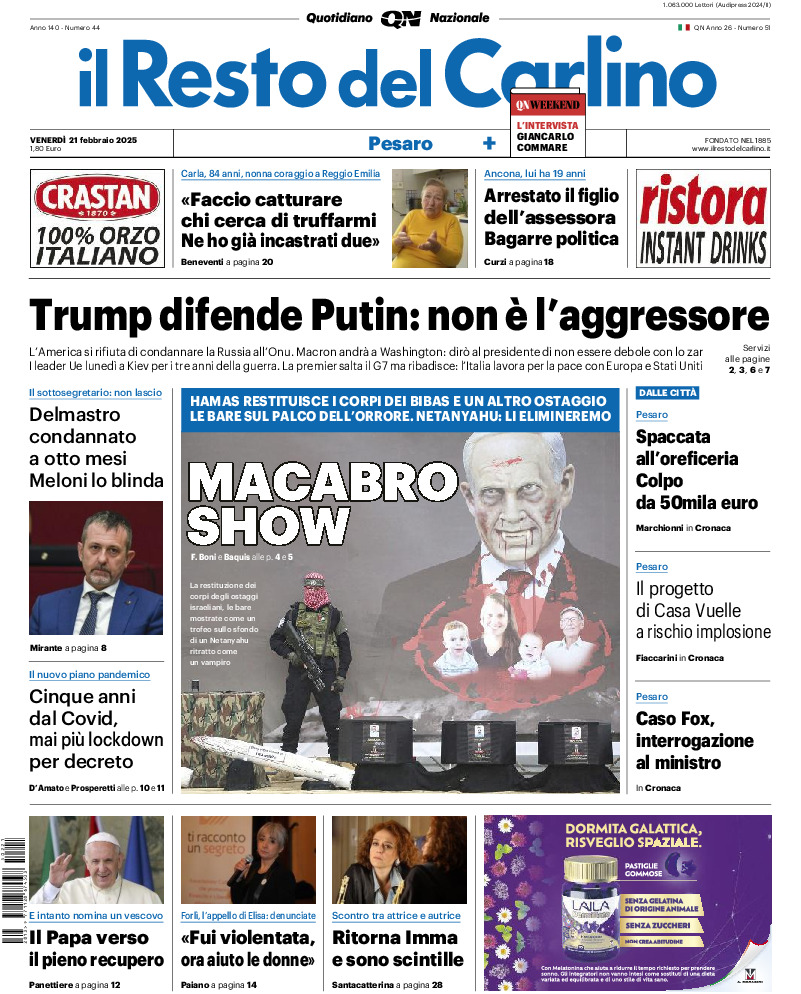 Pesaro - venerdì 21 Febbraio 2025