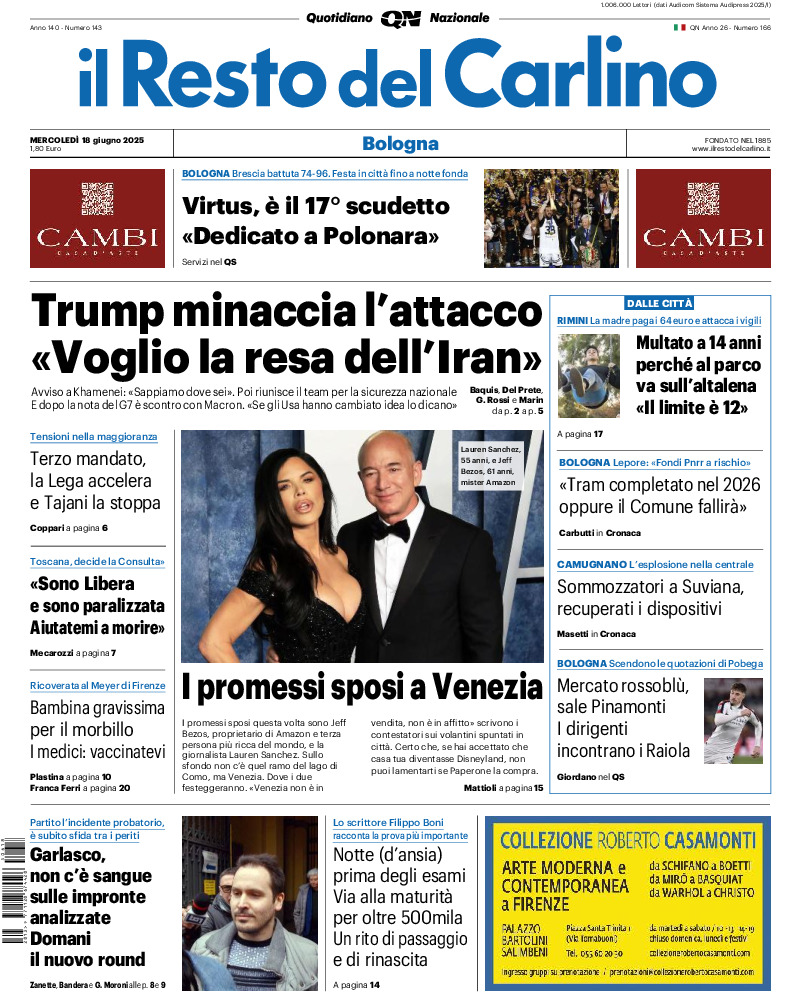 Bologna - mercoledì 18 Giugno 2025
