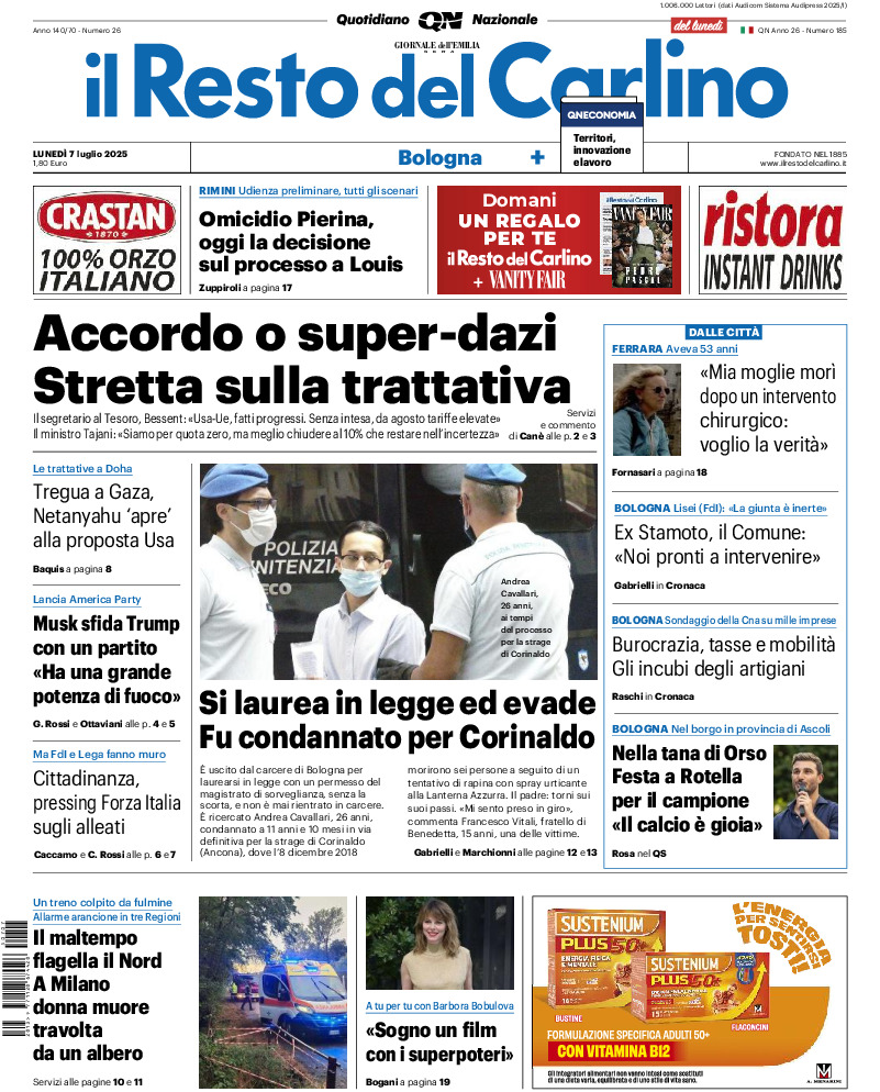 Bologna - lunedì 07 Luglio 2025